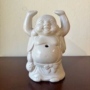 Benihana 1980’s Happy Laughing Buddha Hands Up White Ceramic Tiki Bar Mug